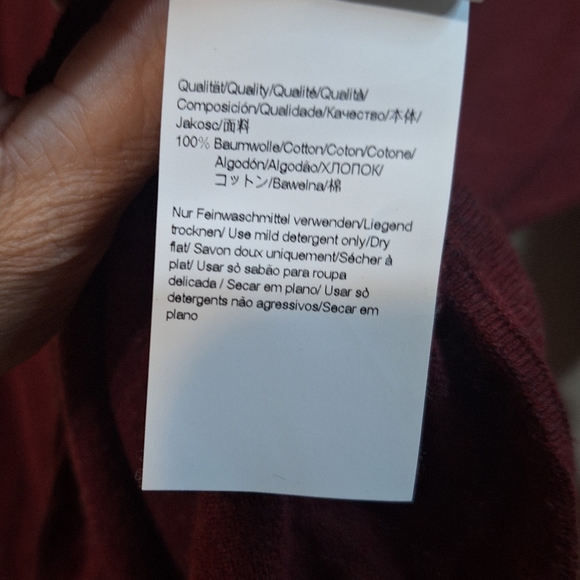 Boss XL slim fit longsleeve thin knit cotton raw hem burgndy sweater - Picture 4 of 6